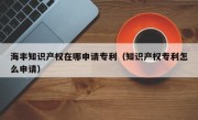 海丰知识产权在哪申请专利（知识产权专利怎么申请）