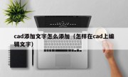cad添加文字怎么添加（怎样在cad上编辑文字）