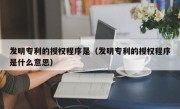 发明专利的授权程序是（发明专利的授权程序是什么意思）